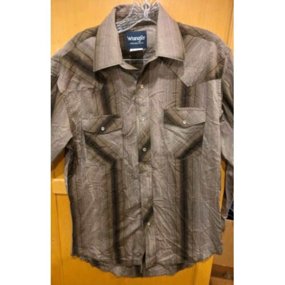 Wrangler  Pearl Snap‎ Button Up Plaid Shirt Men's Large Cotton/Poly